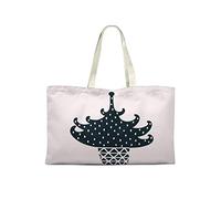 Bonamaison Printed Tote Bag, Reusable Grocery Bag, Shopping Bag, Machine Washable, Foldable, Canvas Cloth Bag with Handles, 50x40 Cm