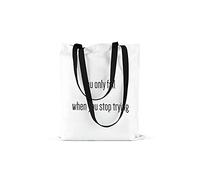 Bonamaison Printed Tote Bag, Reusable Grocery Bag, Shopping Bag, Machine Washable, Foldable, Canvas Cloth Bag with Black Handles, Size: 48x55 Cm