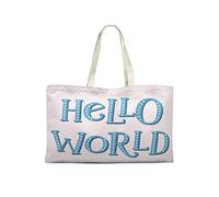 Bonamaison Printed Tote Bag, Reusable Grocery Bag, Shopping Bag, Machine Washable, Foldable, Canvas Cloth Bag with Handles, 50x40 Cm