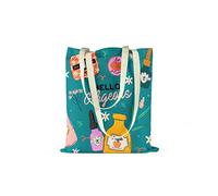 Bonamaison Printed Tote Bag, Reusable Grocery Bag, Shopping Bag, Machine Washable, Foldable, Canvas Cloth Bag with Handles, 48x55 Cm