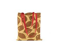 Bonamaison Printed Tote Bag, Reusable Grocery Bag, Shopping Bag, Machine Washable, Foldable, Canvas Cloth Bag with Red Handles, Size: 34x40 Cm