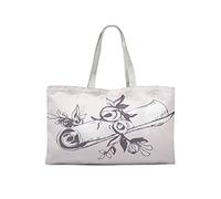Bonamaison Printed Tote Bag, Reusable Grocery Bag, Shopping Bag, Machine Washable, Foldable, Canvas Cloth Bag with Handles, 47x42 Cm