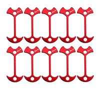 BONANA 10pcs Fishbone Tent Stakes Pegs Lengthen Deck Nail Anchor Stopper Guyline Tensioner Camping Accessories(Red)