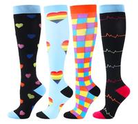 BONANGEL Compression Socks for Women Men Flight Socks 15-20 mmHg 4 Pairs