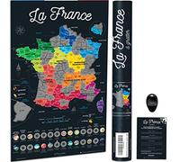 Bonanzana - Scratch Off Map of France - 70 x 42 cm - Scratch Off Map of French Regions & Departments Visited with Dishes & Places - Travel Wall Gift Card - Scratch Off Map (Black - 2nd Edition)
