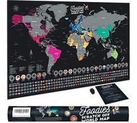 Bonanzana - Scratch Off World Map XXL - 70 x 42 cm - Food & Culture Thematic Map - Black Coated Paper - Gift