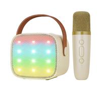 BONAOK Karaoke Microphone Children's Toy, Wireless Microphone Karaoke Machines Electronic Toy, Portable Bluetooth Karaoke Machine Speaker with Microphone and LED Light Effects (Beige)