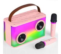 BONAOK Karaoke System with 2 Microphones, Bluetooth Microphone with Speaker, Portable Karaoke Machine with Lights, Karaoke Player TWS/TF/AUX/USB (K20)