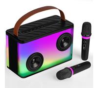 BONAOK Karaoke System with 2 Microphones, Bluetooth Microphone with Speaker, Portable Karaoke Machine with Lights, Karaoke Player TWS/TF/AUX/USB (K20)