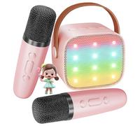 BONAOK Microphone Karaoke Toy 2 Microphones, Bluetooth Karaoke Machines for Children Adults, Portable Karaoke Player, Microphone for Charging, Children's Electronic Toy (Pinkcolor)