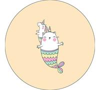 Bonateks, Round Digital Printed Mouse Pad, Non-Slip Base, for Office and Home, Diameter:22cm