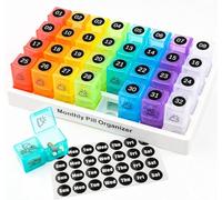 BONAVCY Large Monthly Pill Box Organiser AM PM, Monthly Tablet Organiser Twice a Day Large Pill Dispenser for Fish Oil, Vitamins, Supplements