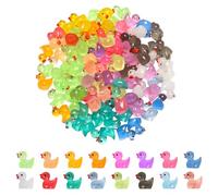 BONAVCY Mini Resin Duck 100 PCS, Multi-Colour Resin Luminous Tiny Duckling for Aquarium Miniature Landscape Potted Decoration