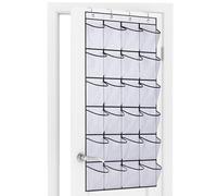 BONAVCY Over the Door Shoe Storage, Hanging Shoe Rack Organiser with 24 Large Mesh Pockets for Wardrobe Door Tidy, White