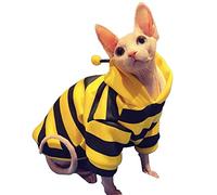 Bonaweite Sphynx Cat Clothes Honeybee Hairless Kitten Pullover Sweater - Soft Breathable Stripe Shirts for Cats - Pet Pajamas Jumpsuit Apparels