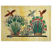 bonballoon Egyptian Authentic Original Papyrus Trees Louts Ancient Birds Flowers Hand Painted Painting Paper Pharaoh Ancient Hieroglyphic Scroll Papyri Pharaohs (7.8" x 11.8" / 20 x 30 cm)