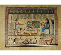 bonballoon Papyrus Paper Pharaoh 12"x16" (30 x 40 cm) Sailboat Egyptian Hieroglyphics Original Authentic Hand Painted Painting Ancient Horus Anubis Judgment Hieroglyphic Scroll History Pharaohs