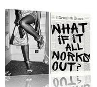 Bonbeau 2Pcs Retro Black And White Newspaper Poster What If It All Works Out Canvas Wall Art Positive Affirming Quote Minimalist Prints Painting For Home Bedroom Dorm Wall Decor 9X11inch Framed