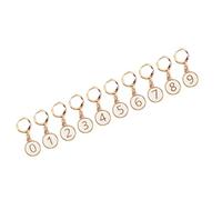 Bonbela 10 Zinc Alloy Numbered Stitch Markers for Crocheting, Knitting Stitch Counter with Glossy Enamel Finish and Gold Tone Rings, for Tracking Rounds or Rows (White)