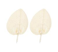 Bonbela 2 Pcs Handheld Leaf Braided Fan Handmade Straw Chinese Craft Fan for Decoration