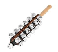 Bonbela 25 Bells Sleigh Bell, Wooden Hand Percussion Instrument with 25 Ni Plated Bells for Christmas Carols Choir Music Training Stage Performance