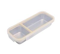 Bonbela 304 Stainless Steel Snack Container, 2 Compartment Food Storage Box with Proof Seal for Travel Camping Picnic Office School Lunch (Yellow) (Yellow)