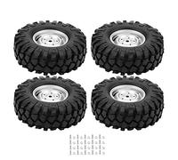 Bonbela 4Pcs Rubber Tires Wheel Tyres RC Off-Road Tires with Hubs for 1/10 Scale RC Crawler Truck Car HSP Redcat Axial SCX10 D90 CC01