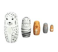 Bonbela 5Pcs Russian Nesting Dolls Handmade Wooden Animal Dolls for Kids Home Decor Christmas with Forest Animal Patterns