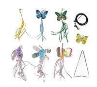 Bonbela [6 pieces] Cat Toy Tease Toy Set for Cats Adjustable Elastic Rope Interactive Self Play with Bell and End Hook Replaceable