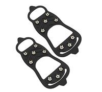 Bonbela 8Tooth Crampons, AntiSlip Ice Shoes Spikes Covers with Stainless Steel Nails, Flexible Silicone Material for Mountaineering, Hiking and Activities (M)
