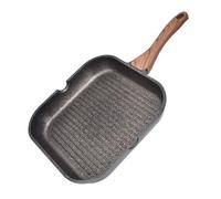 Bonbela Aluminium Induction Square Frying Pan Steak Frying Pan Kitchen Home Cooker for Grill Pan Stove (24 cm)