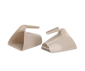 Bonbela Cat Litter Scoop 2Pcs Set Ergonomic Handle Large Sift Shovel with Fine Mesh Filter for Kitty Litter Box Cleaning Tool Scooper Waste Remover (Light Brown)