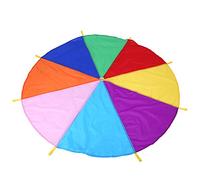 Bonbela Children Play Parachute Toys Outdoor Teamwork Game 2m Diameter 8 Handles Multicolor Oxford Fabric for Kindergarten Activities with 6-8 Children