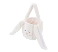 Bonbela Cute Bunny Egg Basket Easter Bunny Plush Basket Cute Cartoon Bag with Long Ears for Egg Hunt, Festive Fun (White)