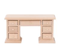Bonbela Doll House Writing Desk, DIY Unpainted Miniature Model, 1:12 Scale Birch Office Table, Wooden Desk Model, Exquisite Craftsmanship, with Lifelike Furniture for Layout
