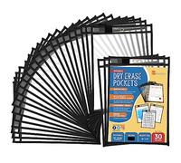 BONBELA Dry Erase Pockets 30 Pack- 10 x 13 Reusable Dry Erase Sheets Sleeves for Work & School Worksheets- Heavy Duty Sheet Protectors Quickly Wipe to a Flawless Clean (30)