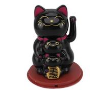 Bonbela Hand Hand RENT Cat 4.5in Sun Energy Smile Cat Decoration Car Automatic for Desktop Return Decoration (Black)
