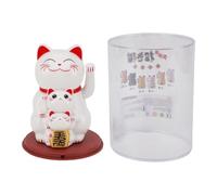 Bonbela Hand Hand RENT Cat 4.5in Sun Energy Smile Cat Decoration Car Automatic for Desktop Return Decoration (White)