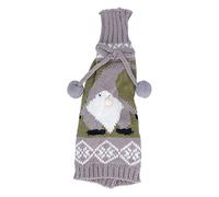 Bonbela Knitted Wine Bottle Sleeve Cover Bag Handmade Decorative for Christmas Wedding Party Home Bar Office with Lightweight Reusable Washable Design (Grey Green)