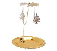 Bonbela Rotating Spinning Twirling Candle Holder Stainless Steel Gold Metal No Battery Needed with Elegant Storage Tray for Home Decor Wedding Party (Xmas Tree)