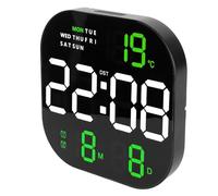 Bonbela Screen Wall Clock Digital Clock Large Screen LED USB 5V Away From a Distance Multifunction Temperature Moon Indicator Working Living Room For Light Electronic (Two Color Green Light)