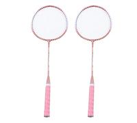 Bonbela Sports Badminton Racket Lightweight Iron Alloy Badminton Racket Extended Striking Face String Protector with Long Life T-Shaped Design Pink for Beginners