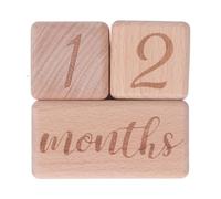 Bonbela Wooden Baby Blocks Infant Age Blocks for Baby Growth Photography Prop with Personalized Photo Themes Safe Wooden Construction