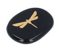Bonbela Worry Stone Gold Carved Dragonfly, Smooth Surface for Relaxation | Compact Pocket Stone, Sturdy Polished Crystal Texture, Use At Home or Office, Anxiety Relief Accessory