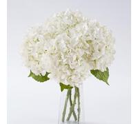 BonBloom's 21" Real Touch White Hydrangea Artificial Flowers, 4 Pcs Latex Faux Hydrangea Flowers Centerpieces for Tables, Fake Flowers for Home Outdoor Party Floral Arrangements Wedding Decor
