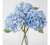 BonBloom's 3 Pcs Blue Hydrangea Artificial Flowers,21 inches Latex Hydrangeas Flowers Faux Lifelike Real Touch Flowers for Wedding Table Centerpieces Home Party Garden Outdoor Decoration