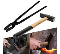 Bonbo Blacksmith Tool Set 16" Wolf Jaw Tongs Blacksmith Tongs for Anvil, Knife Making & Blacksmiths' Hammer Metalworking Tool Striking Tool (0000811-1000)