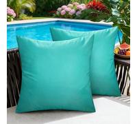 BonBotimen 40x40 Cushion Covers Teal Outdoor Cushions Waterproof Pillowcases 2 Pack Country Style Decorative Throw Pillows Cover, Sofa, Patio, Tent, Balcony, Couch, Living Room, Bed
