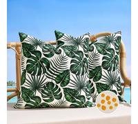 BonBotimen Garden Cushion Cover 50x50 cm Square Monstera Deliciosa Tropical Plants Waterproof Outdoor Summer Boho Decorative Pillows Covers for Beach, Balcony, Sofa and Bed, Set of 2