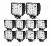 Boncak LED Work Light, 10 x 48 W, 50 mm Thick, Additional Headlights, 12 V, 24 V, Waterproof Floodlight, Reversing Light for Tractor Excavator SUV Boat